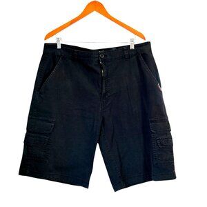 Akademiks Mens Black Cargo Shorts Size 40 Cotton/Spandex with Multiple Pockets &